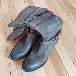 BORN Women's gray leather boots size 10